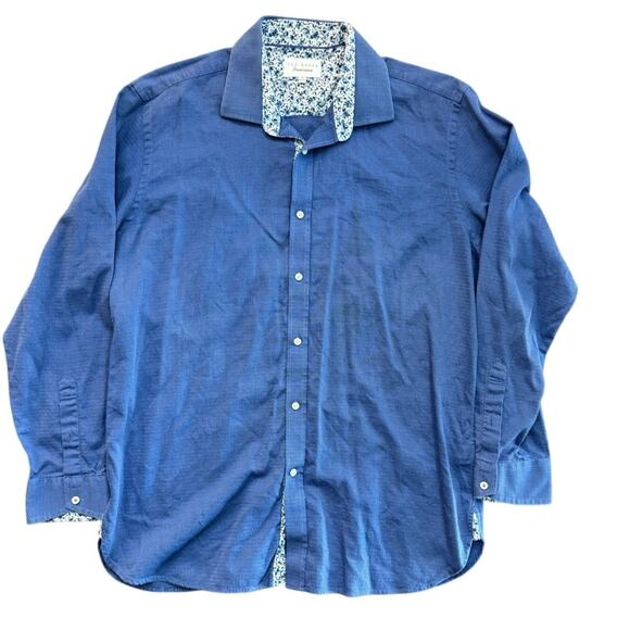 Ted Baker Endurance Men's Blue Long Sleeve Button Down Dress Shirt Size 17 34/35 - Picture 1 of 5